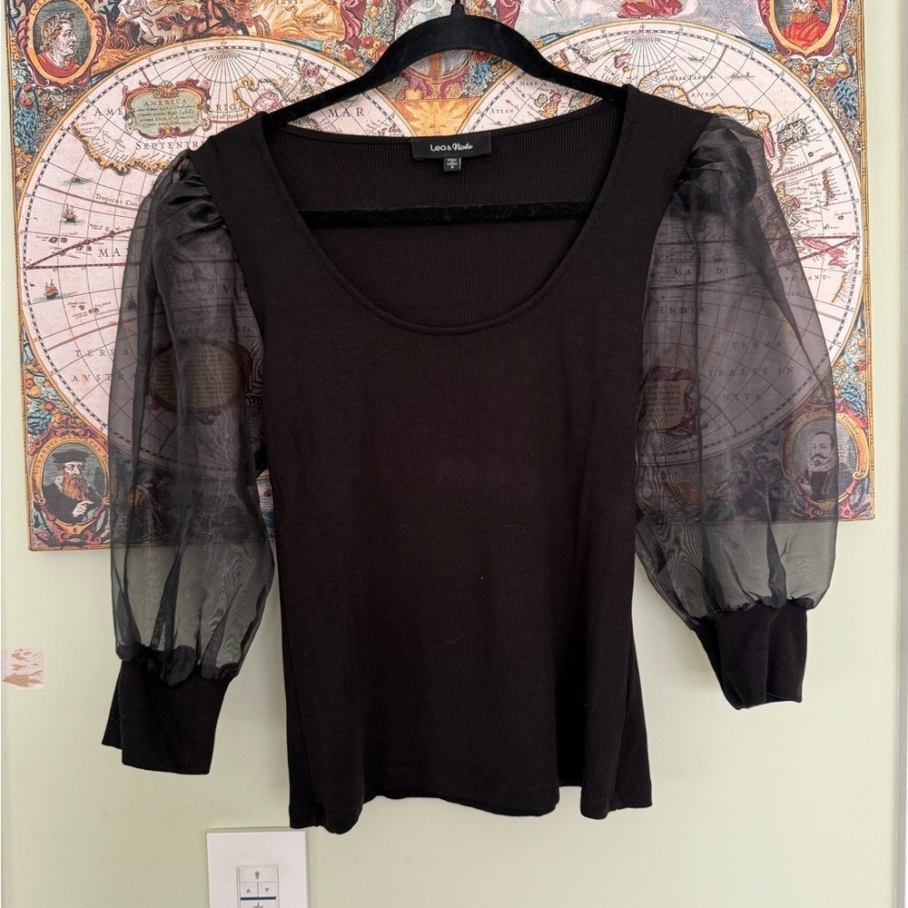 Lea + Viola Mesh Sleeve‎ Top